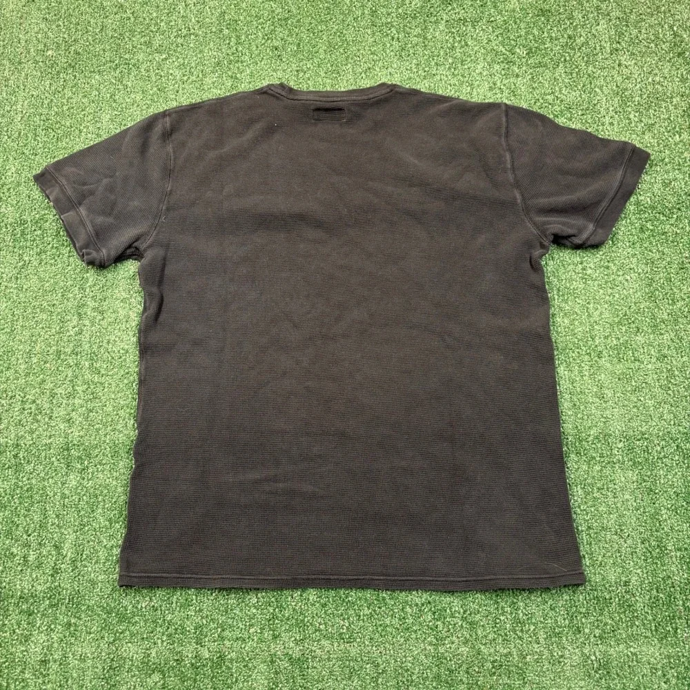 Vintage 2000's Polo Ralph Lauren T-shirt Waffle Knit Thermal Black Red Pony 2XL